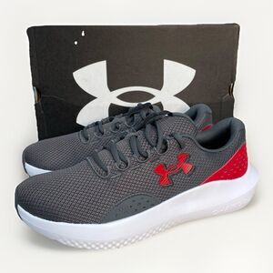 Under Armour Charged Surge 4 Men 8.5 Running Shoes Grey Red White Gray Comfort